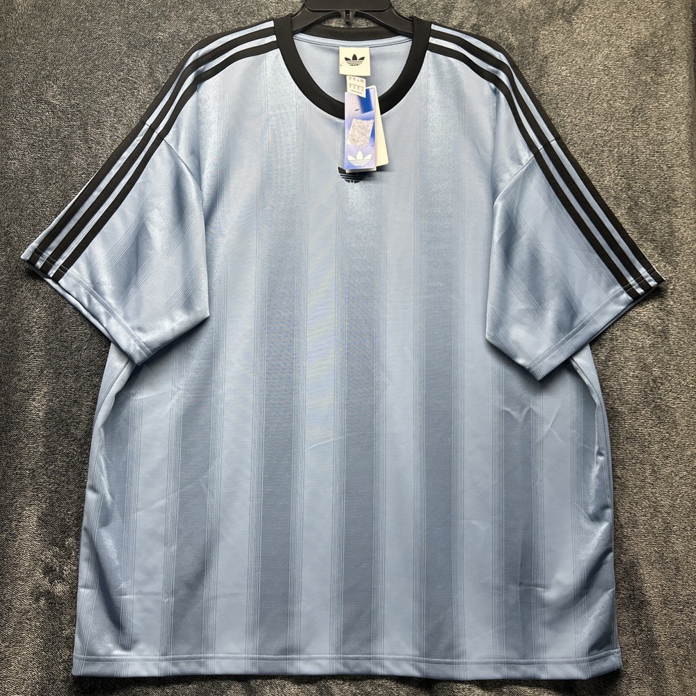 Adidas Mens Size XL Blue Jacquard Short Sleeve Athletic Jersey Shirt
